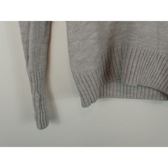 Eddie Bauer Merino Wool Gray Sweater Small V-Neck Layering Cable Knit Classic - Picture 3 of 10
